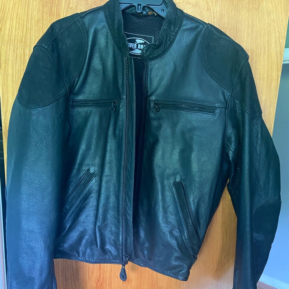 Vintage River Road Black Leather Jacket for Men